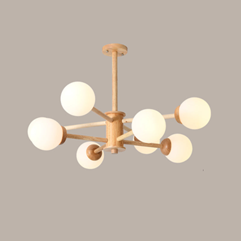 Globe Chandelier Light Fixtures Modern Multi-Head Beige Chandelier Pendant Light with Glass Shade