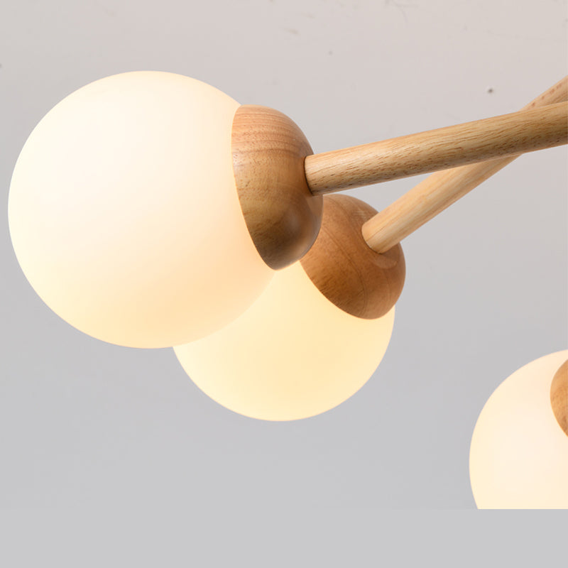 Globe Chandelier Light Fixtures Modern Multi-Head Beige Chandelier Pendant Light with Glass Shade