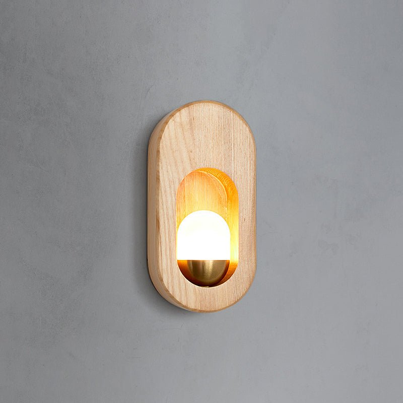 Moderna pared de madera apliques ovalado 1 luz acrílica de pared acrílica para dormitorio