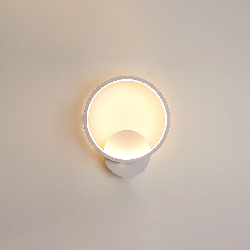 1-Light Geometric Shade Wall Sconce Modern Simple Style LED Wall Lighting in White