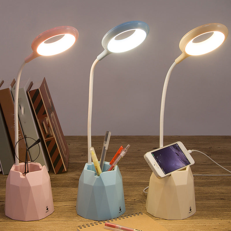 Circle 1-Light Table Light with USB Port Modern Creative Table Lamp for Bedroom