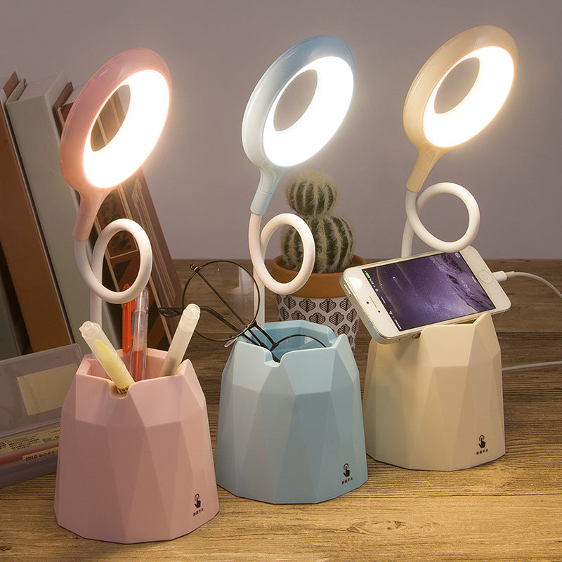 Circle 1-Light Table Light with USB Port Modern Creative Table Lamp for Bedroom