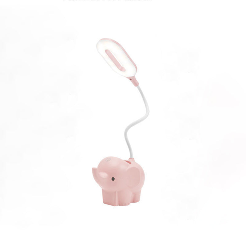 Lámpara de mesa de lectura creativa moderna Luz de mesa de elefante de 1 luz con puerto USB