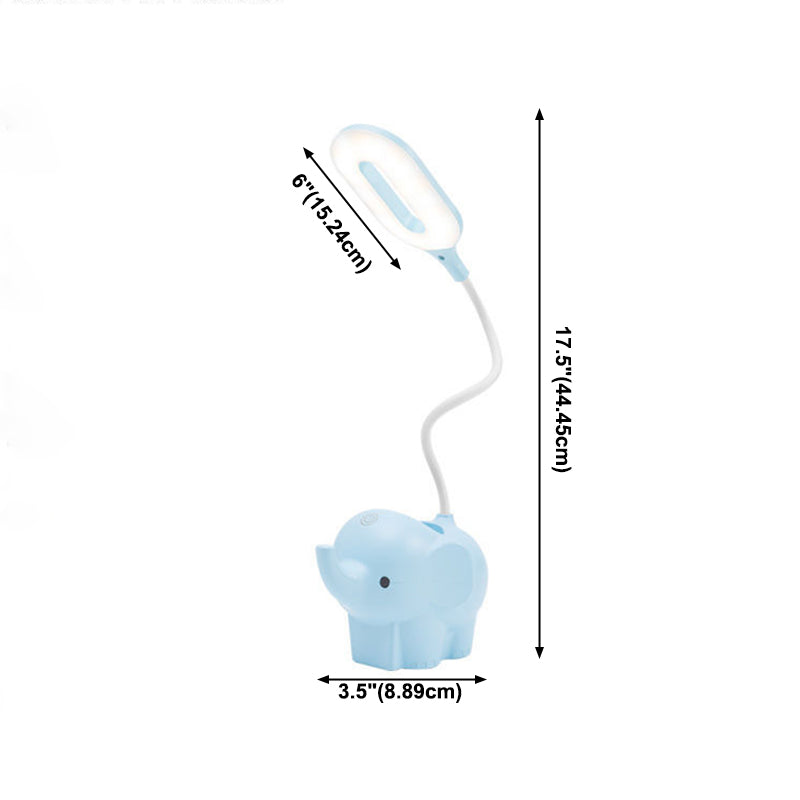 Lámpara de mesa de lectura creativa moderna Luz de mesa de elefante de 1 luz con puerto USB