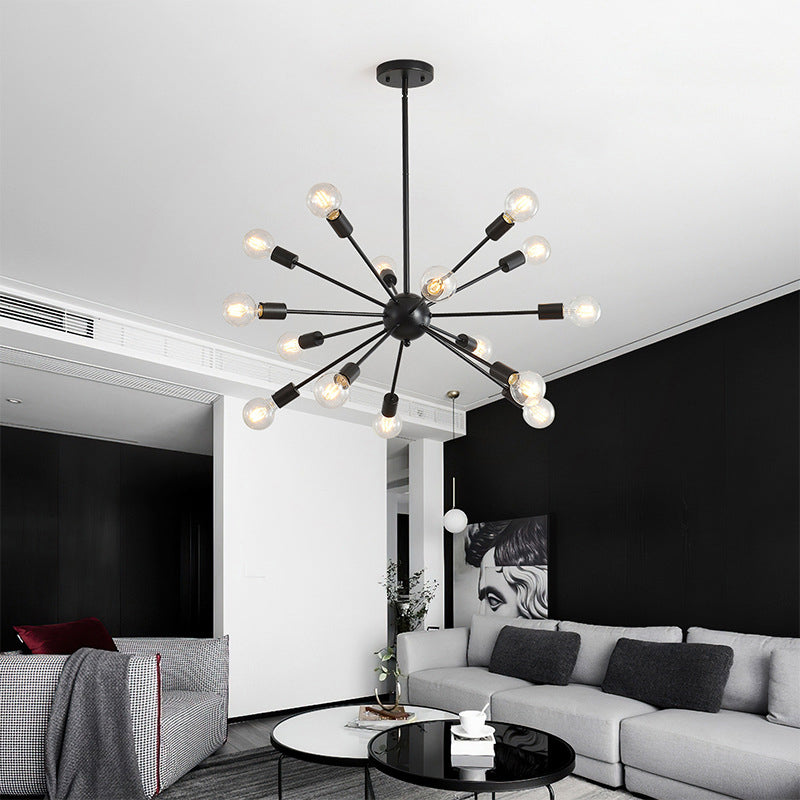 Luminaires industriels en fer antique en fer Starburst Sockets Chandelier