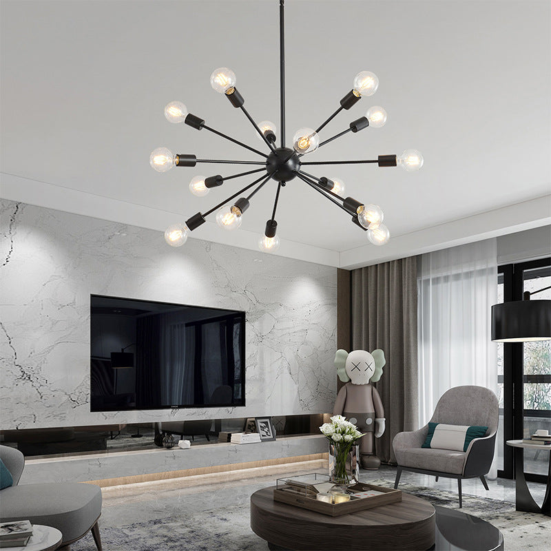 Luminaires industriels en fer antique en fer Starburst Sockets Chandelier