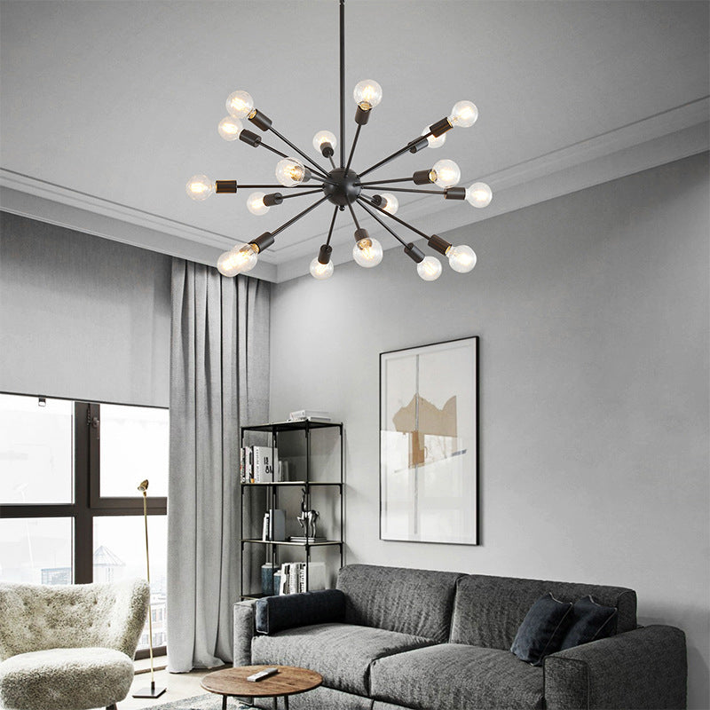 Luminaires industriels en fer antique en fer Starburst Sockets Chandelier