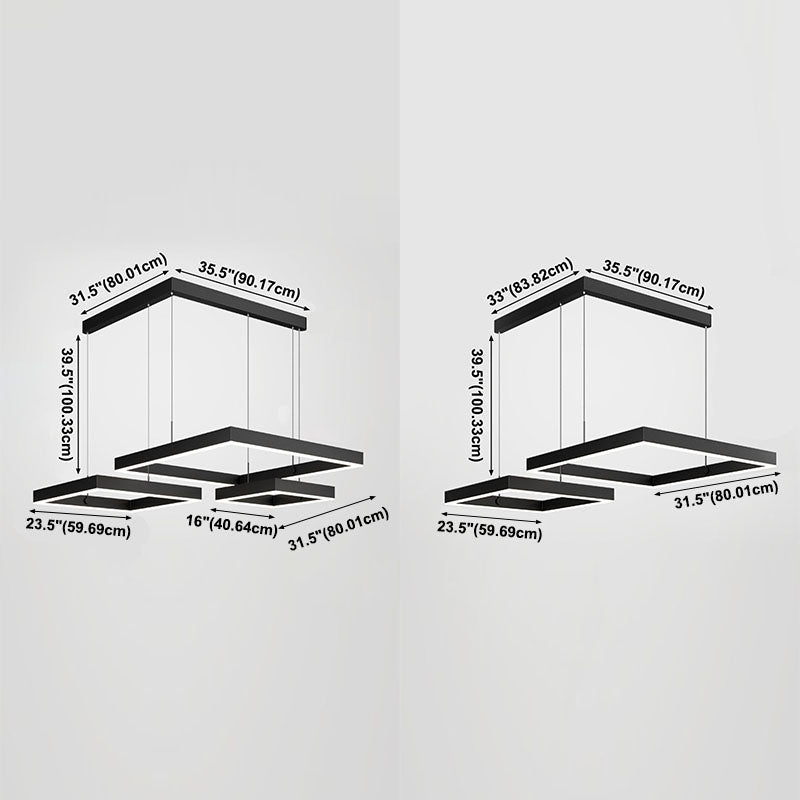 Mehrere Quadrate hängen Anhänger Lichter moderne Kronleuchter für Esszimmer