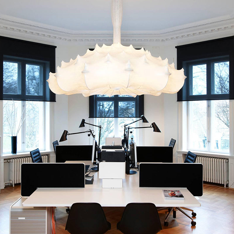 Unique Suspension Lighting Fixture White Fabric Modern Style 1-Light Pendant Light