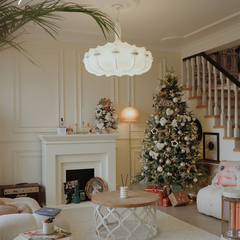 Unique Suspension Lighting Fixture White Fabric Modern Style 1-Light Pendant Light