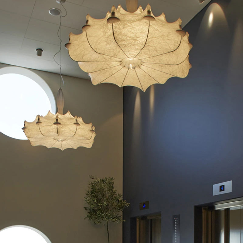 Unique Suspension Lighting Fixture White Fabric Modern Style 1-Light Pendant Light