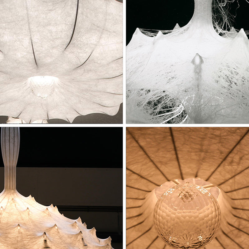 Unique Suspension Lighting Fixture White Fabric Modern Style 1-Light Pendant Light