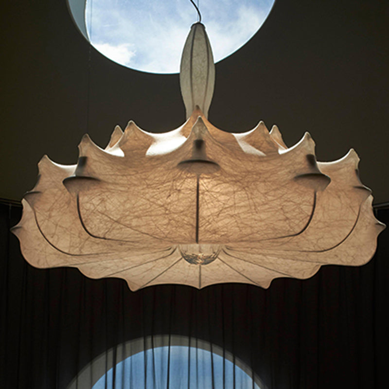 Unique Suspension Lighting Fixture White Fabric Modern Style 1-Light Pendant Light