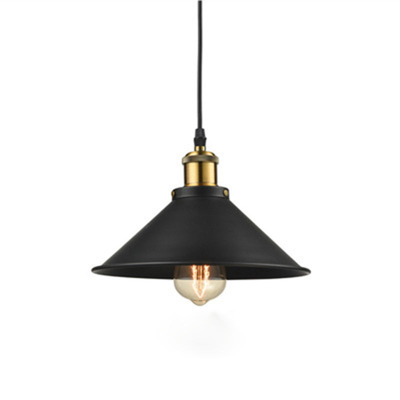 Tapered Cape Shade 1-Light Industrial Metal Pendant Light Hanging Ceiling Light in Black