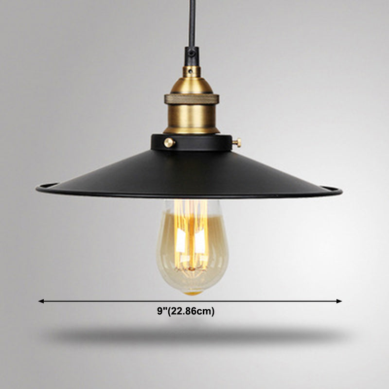 Tapered Cape Shade 1-Light Industrial Metal Pendant Light Hanging Ceiling Light in Black