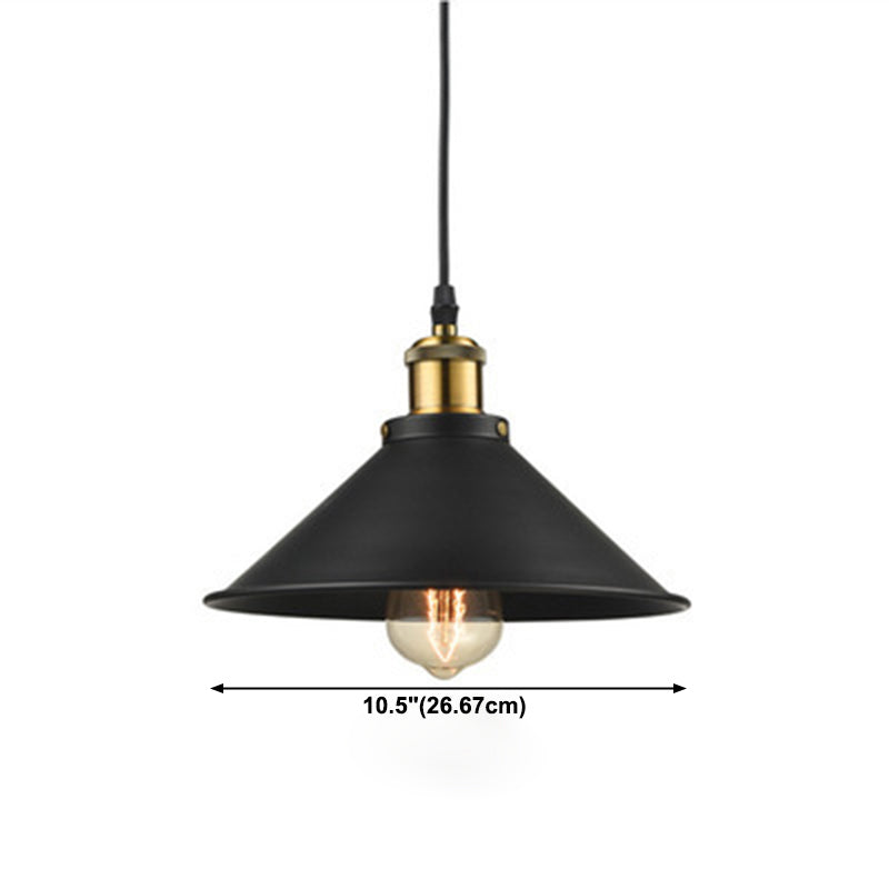 Tapered Cape Shade 1-Light Industrial Metal Pendant Light Hanging Ceiling Light in Black