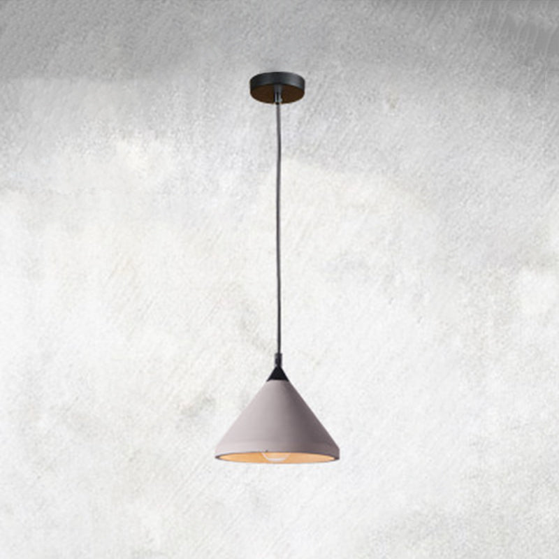Conical Down Lighting Pendant Modern Style Cement 1 Light Hanging Light Fixtures in Grey