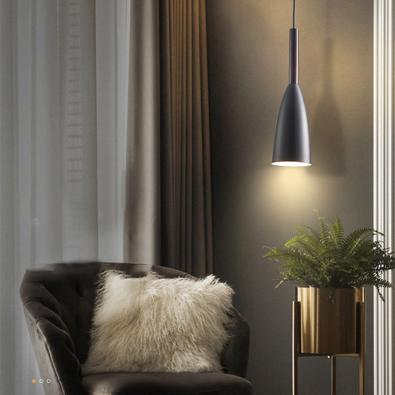 Pendante intérieure minimaliste, Éclairage pendentif en métal nordique à 1 lumière pour chambre à coucher