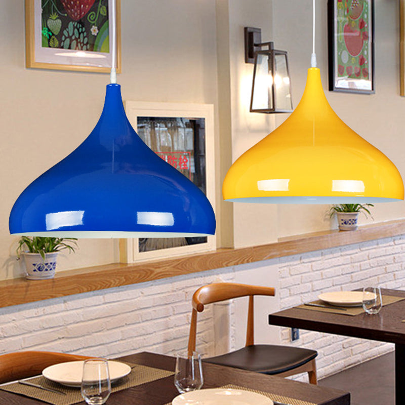 Macaroon Metal Hanging Light, Nordic Teardrop 1-Light Pendant Lighting for Indoor