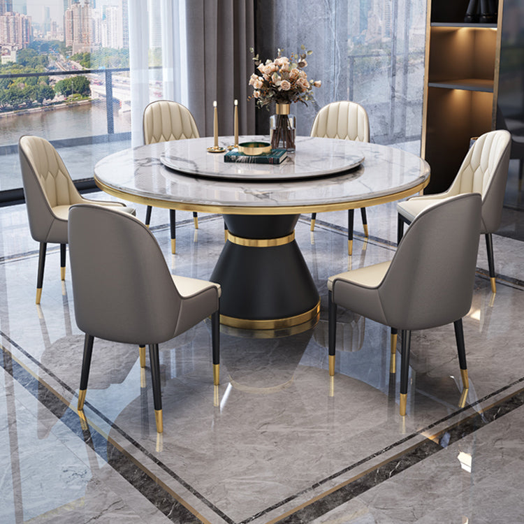 Metal Modern Style Round Dining Table Sintered Stone Table for Home Kitchen