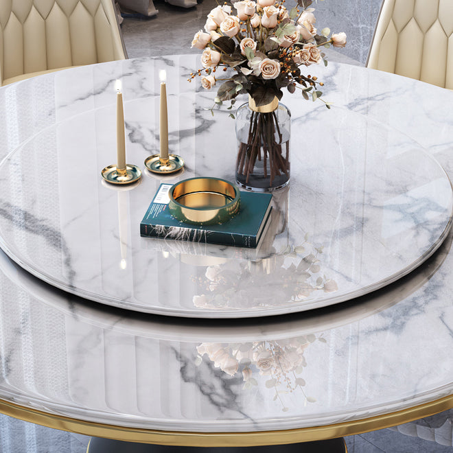 Metal Modern Style Round Dining Table Sintered Stone Table for Home Kitchen