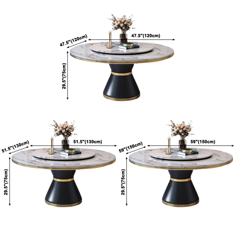 Metal Modern Style Round Dining Table Sintered Stone Table for Home Kitchen