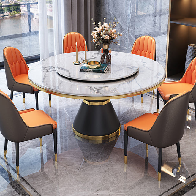 Metal Modern Style Round Dining Table Sintered Stone Table for Home Kitchen