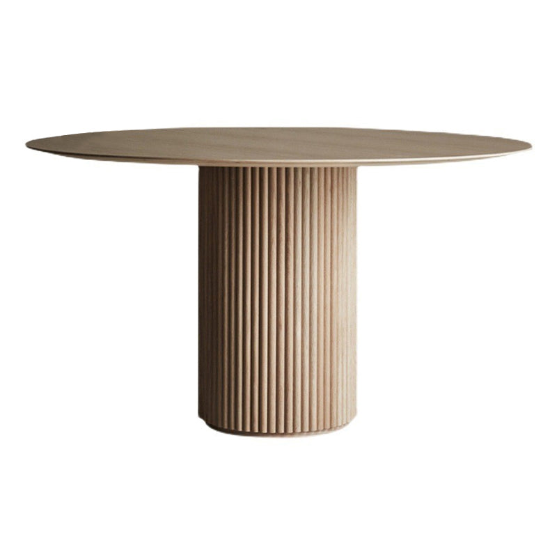Mesa redonda de comedor de madera maciza mesa de madera moderna con pedestal para restaurante