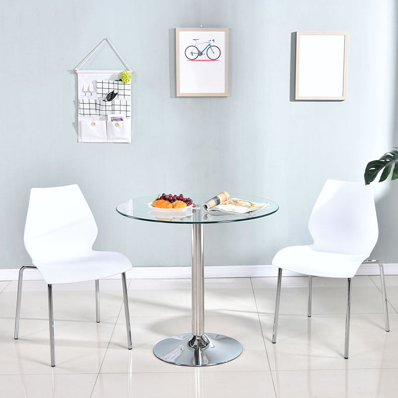 Contemporary Round Dining Room Table Tempered Glass Table with Tulip Base