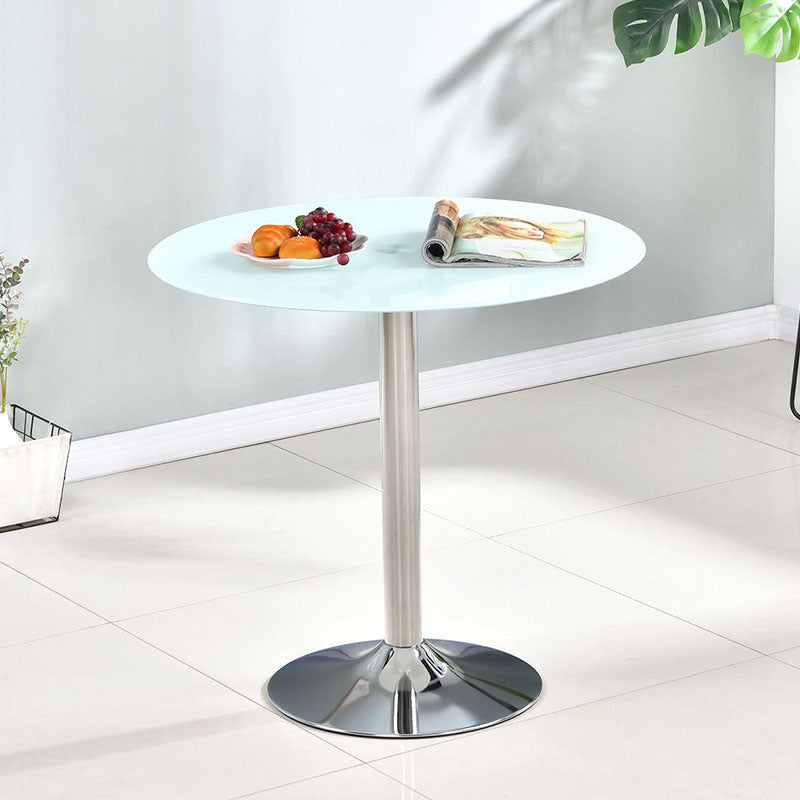 Contemporary Round Dining Room Table Tempered Glass Table with Tulip Base