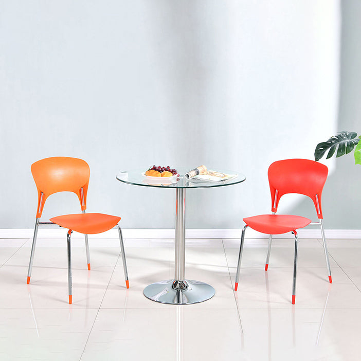 Contemporary Round Dining Room Table Tempered Glass Table with Tulip Base