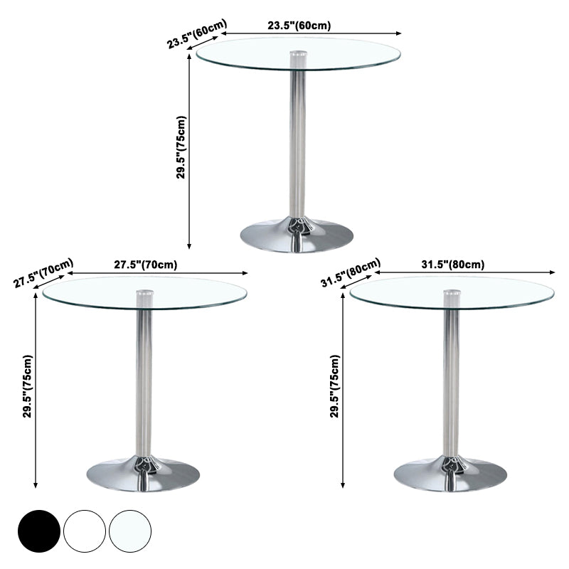 Contemporary Round Dining Room Table Tempered Glass Table with Tulip Base