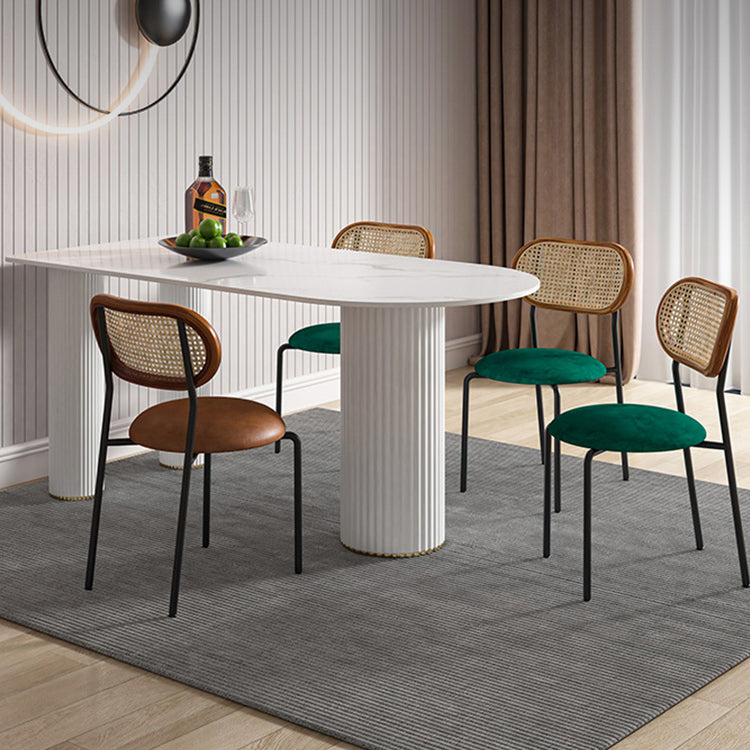 Metal Contemporary Free Form Dining Table Marble Top Table for Kitchen and Dining Room