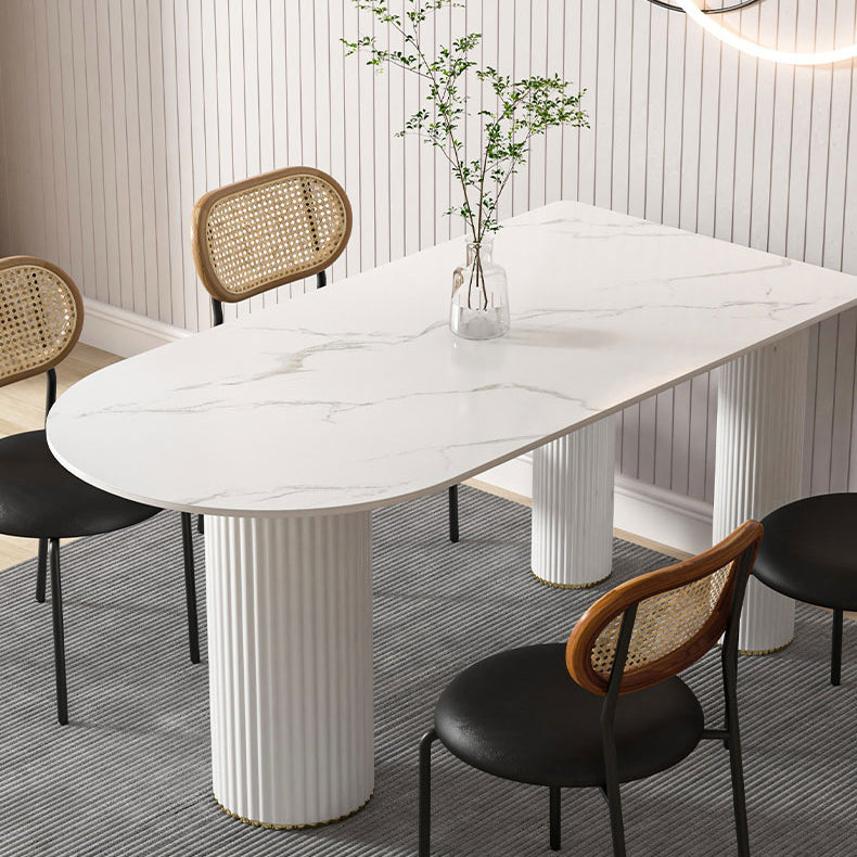 Metal Contemporary Free Form Dining Table Marble Top Table for Kitchen and Dining Room