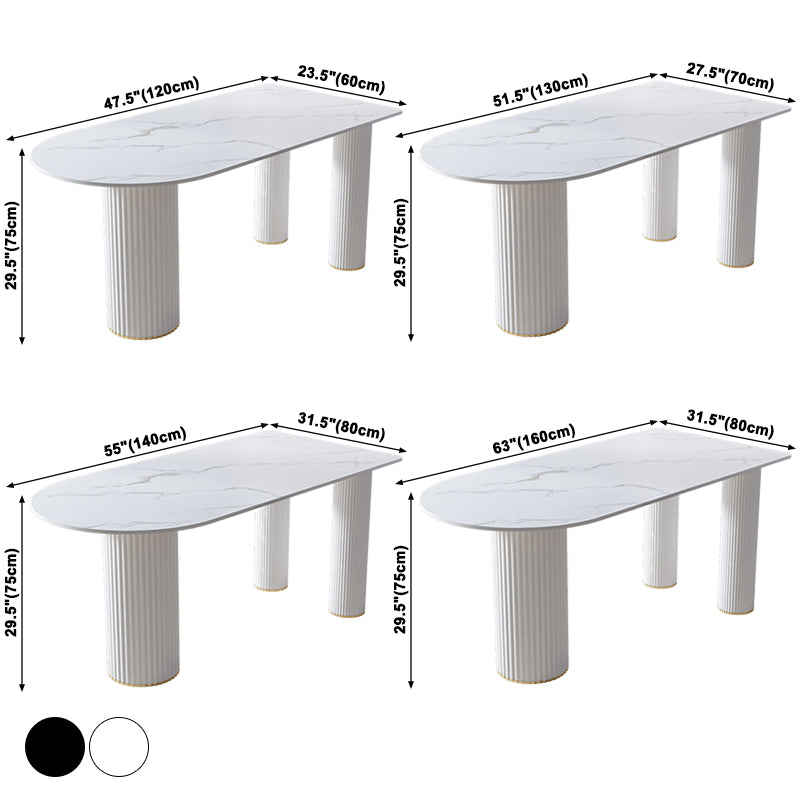 Metal Contemporary Free Form Dining Table Marble Top Table for Kitchen and Dining Room