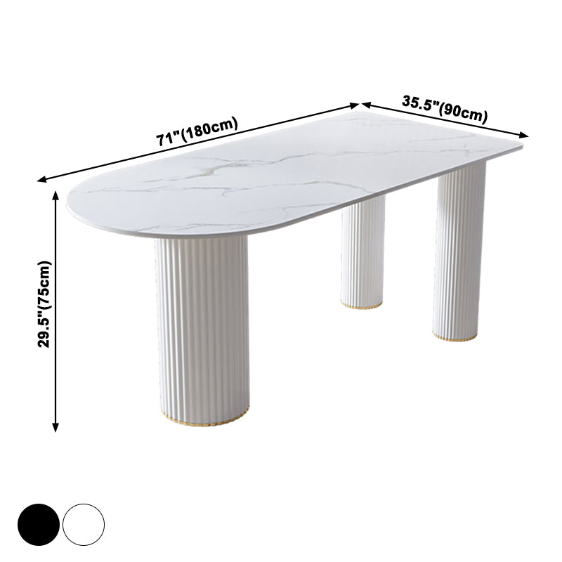 Metal Contemporary Free Form Dining Table Marble Top Table for Kitchen and Dining Room
