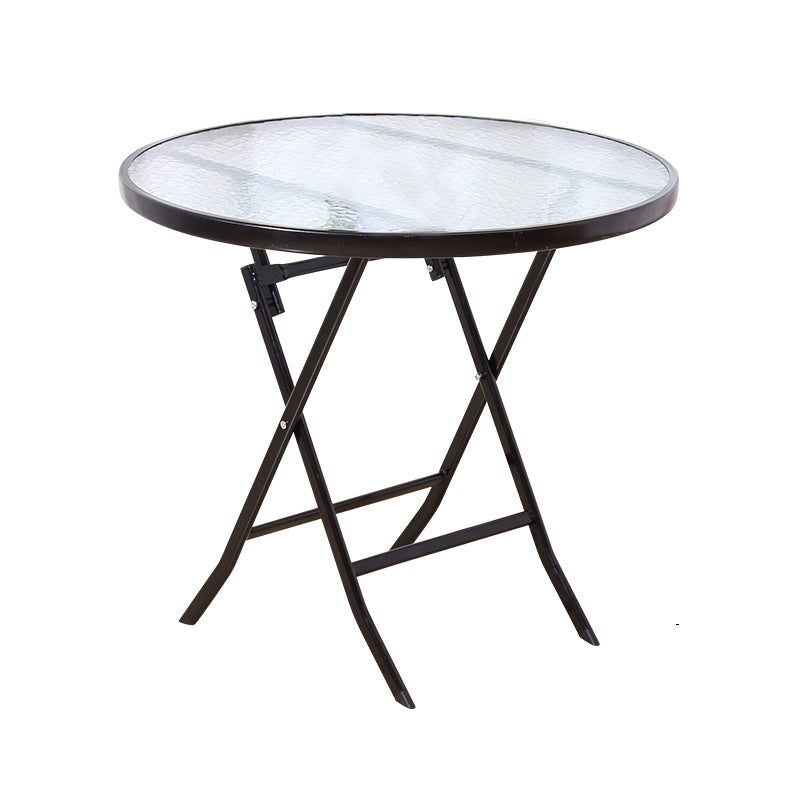 Modern Style Glass Dining Room Dinner Kitchen Table Round Table with Black Frame