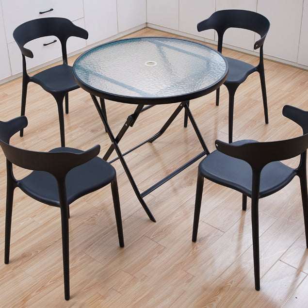 Modern Style Glass Dining Room Dinner Kitchen Table Round Table with Black Frame