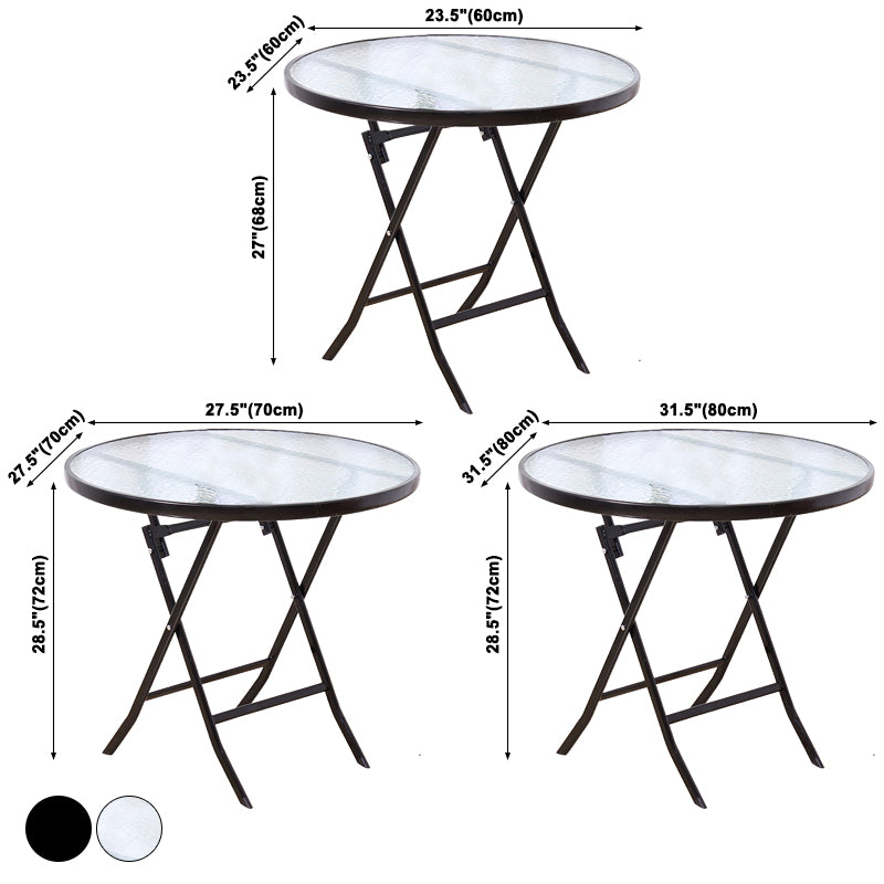 Modern Style Glass Dining Room Dinner Kitchen Table Round Table with Black Frame