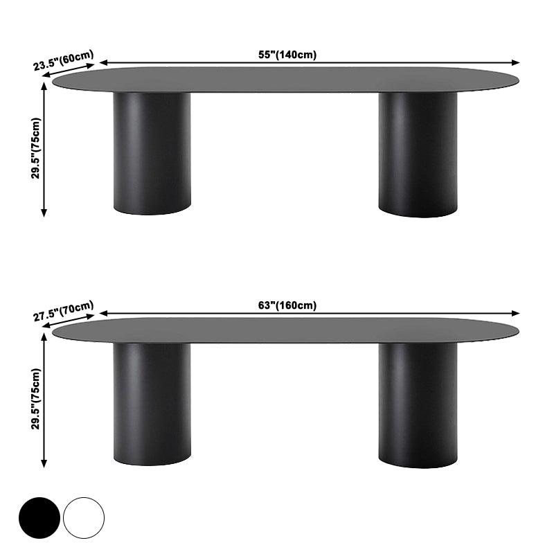Tavolo da pranzo ovale in legno massiccio contemporaneo tavolo da pranzo cucina con doppia base di piedistallo