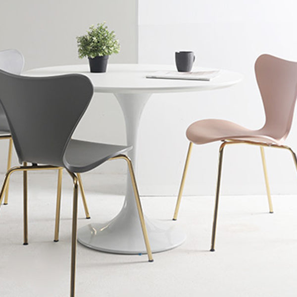 Round Tulip Base Modern Dining Table White Fixed Table with Sintered Stone