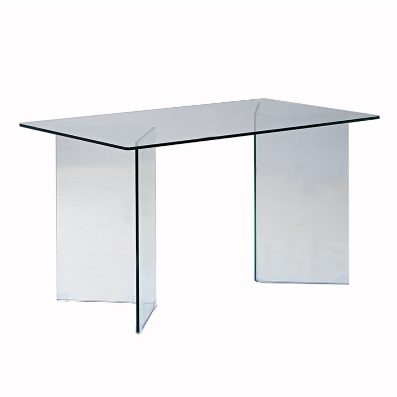 Rectangle Double Pedestal Home Furniture Clear Glass Dining Room Collection