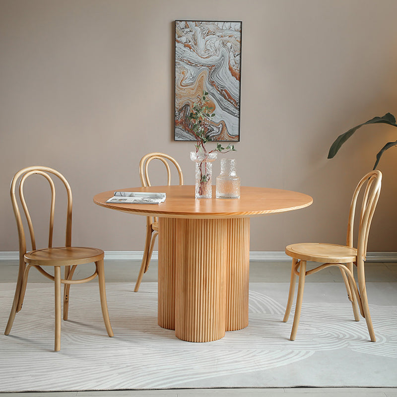 Eigentijdse ronde eettafel dennen vaste houten tafel met voetstukbasis voor thuiskeukendiner