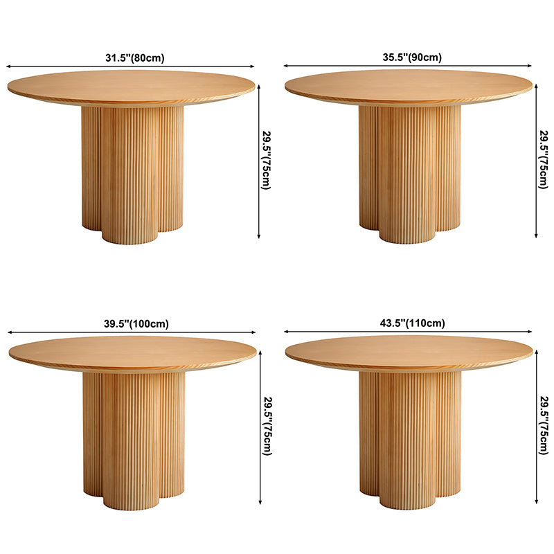 Eigentijdse ronde eettafel dennen vaste houten tafel met voetstukbasis voor thuiskeukendiner