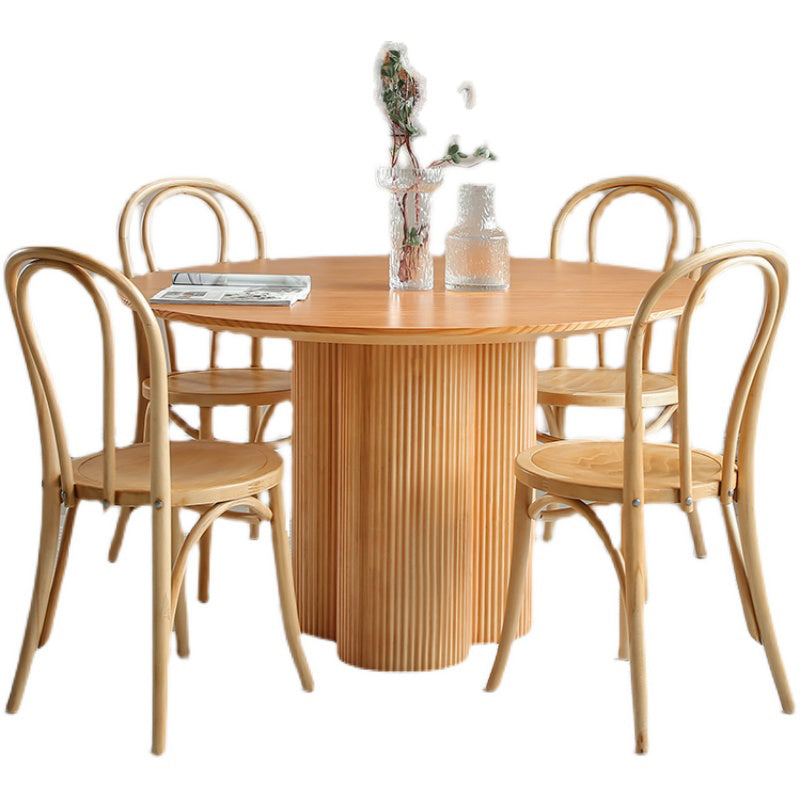 Eigentijdse ronde eettafel dennen vaste houten tafel met voetstukbasis voor thuiskeukendiner