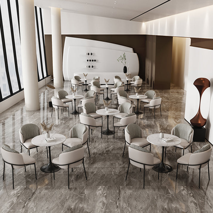 Round Shape Minimalist Dining Table White Fixed Table of Sintered Stone
