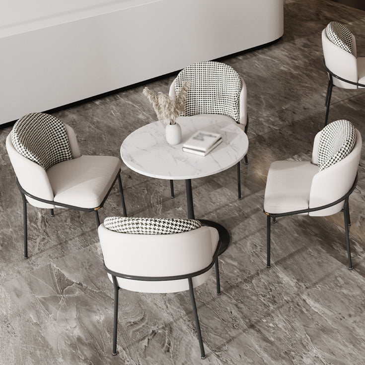 Round Shape Minimalist Dining Table White Fixed Table of Sintered Stone