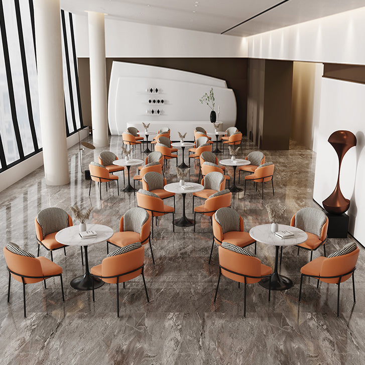 Round Shape Minimalist Dining Table White Fixed Table of Sintered Stone