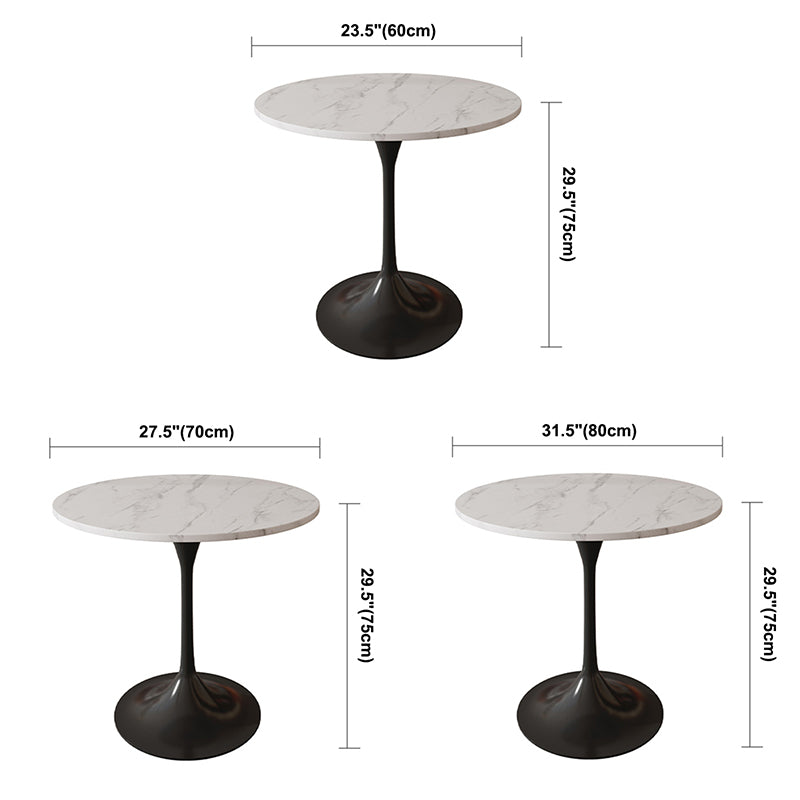Round Shape Minimalist Dining Table White Fixed Table of Sintered Stone