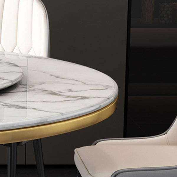 Round Modern Style Sintered Stone Dining Table Furniture with Metallic Base